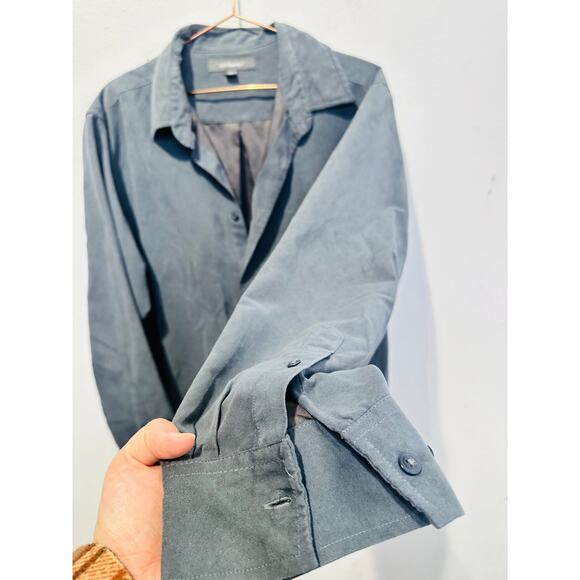 CROFT & BARROW Men’s Gray Faux Suede Cloth Button Up Long Sleeve Shirt sz XL - Picture 6 of 11